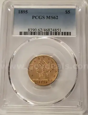 1895 $5 Beautiful Liberty Head Gold Coin, PCGS MS62 with Motto **Very Rare Date**, Pre-1933(Low Mintage)