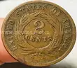 1865 Two Cent Piece 2C Ungraded Civil War Date US Coin