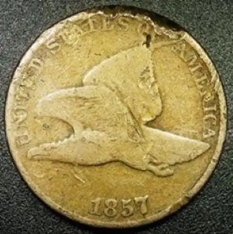 VG Details 1857 1C Flying Eagle Cent