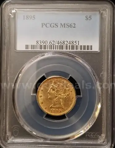 High-quality, Old Gold Coin. Pre-1933 Rare Date 1895 PCGS graded MS 62