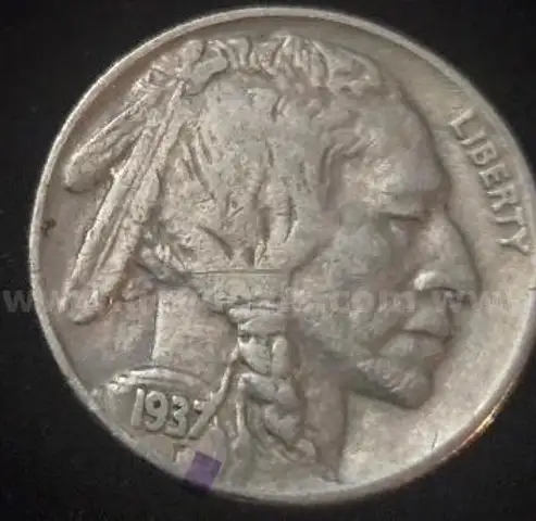1937 F Rare Indian Head / Buffalo U.S. 5 Cents Nickel (Type 2)