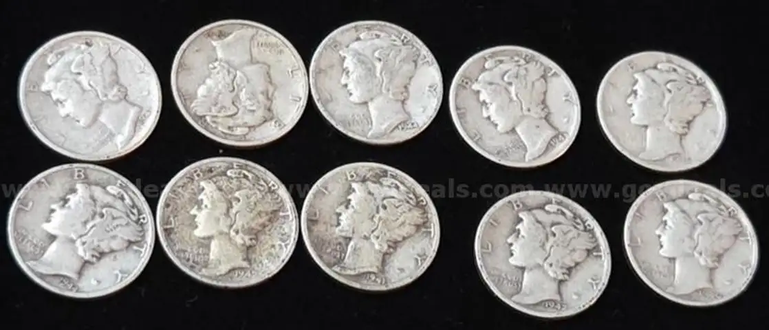 10 Lot of 90% Silver Mercury Dimes