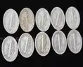 10 Lot of 90% Silver Mercury Dimes
