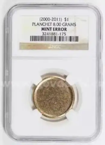 **MINT ERROR*8 Golden Dollar NGC Certified PLANCHET 8.00 grams **Very Rare**