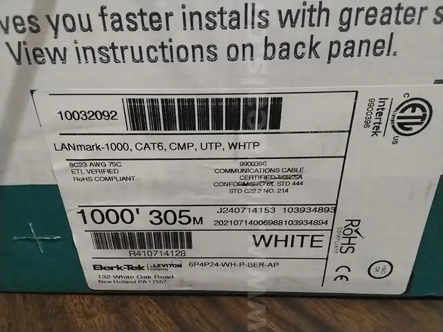 LANmark-1000 catergory 6 cable box of cable