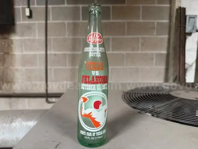 Lot of Dr Pepper bottles - OU Texas game - 1973