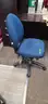 Blue Armless Ergonomic Office Chair with Adjustable Features