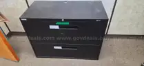 Global 2-Drawer Black Metal Lateral Filing Cabinet with Lock