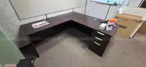 L-Shaped Office Desk with 3-Drawer Pedestal