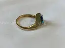 14kt Yellow Gold Blue Topaz and Diamond Ring