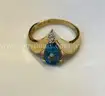 14kt Yellow Gold Blue Topaz and Diamond Ring