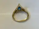 14kt Yellow Gold Blue Topaz and Diamond Ring