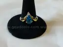 14kt Yellow Gold Blue Topaz and Diamond Ring