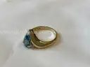14kt Yellow Gold Blue Topaz and Diamond Ring