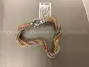 Precious Metals Bracelet 14k/SS TRI-TN Mesh Twist Bracelet ( Retail Tag Price $500.00 )