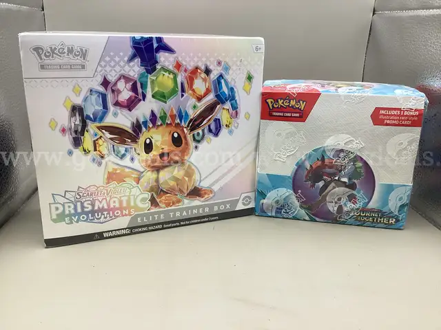 Lot of 2 Boxes of Pokemon: Prismatic Evolutions Elite Trainer Box &#x26; Journey Together