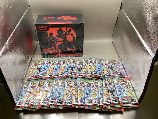 Pok&#xE9;mon Scarlet &#x26; Violet Destined Rivals Elite Training Box, 30 Prismatic Evolution Booster Packs 