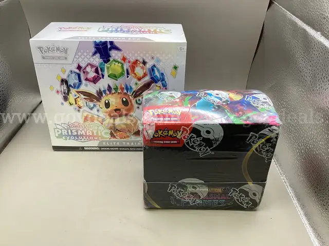 Lot of 2 Pokémon, Prismatic Evolutions Elite Training Box, Mega Evolution- Phantasmal Flames