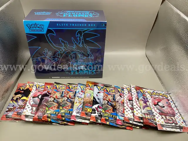 Pokémon Mega Evolution Phantasmal Flames Elite Training Box, 15 Pokémon Booster Packs 
