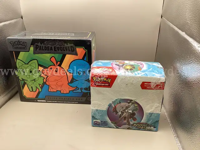 Lot of 2 Boxes of Pokemon:  Paldea Evolution Elite Training Box, &#x26; Journey Together 