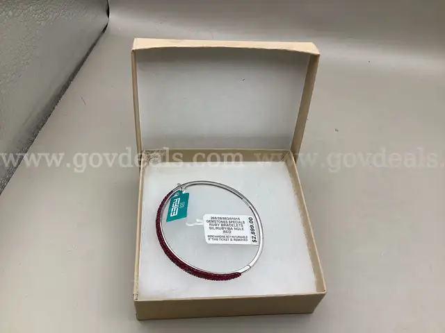 925 Sterling Silver &#x26; Ruby Bangle ( Retail Tag Price $2,899.00 )