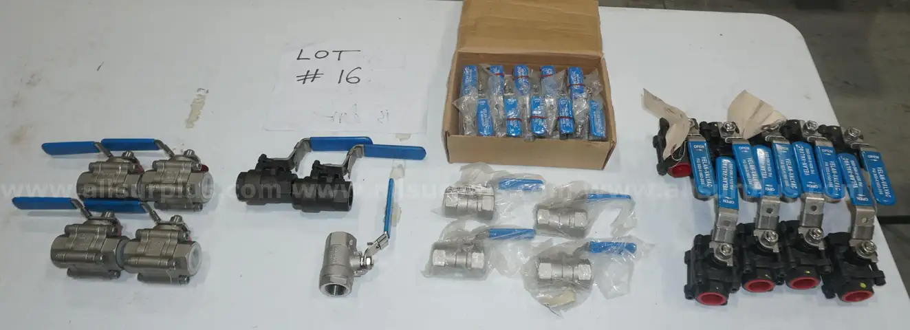 30 PCS. BALL VALVES BULK LOT, NEVER USED.