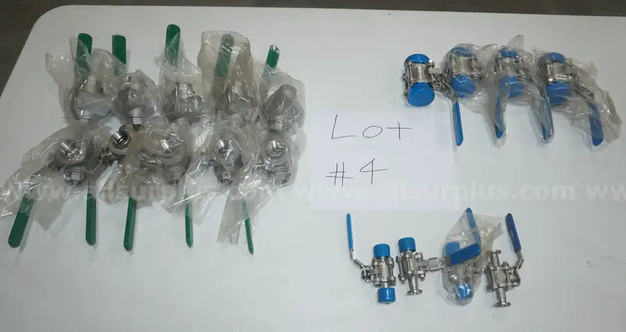 18 PCS. INLINE BALL VALVES BULK LOT, NEVER USED.