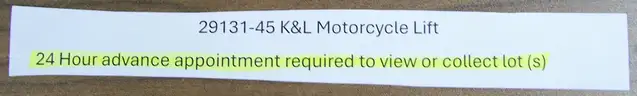 K&#x26;L Motorcycle Lift