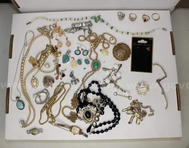 Miscellaneous Costume Jewelry and Various Coins