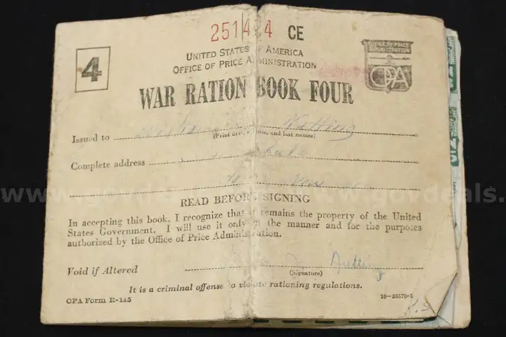 1943 War Ration Booklet and Mint Condition Stamps