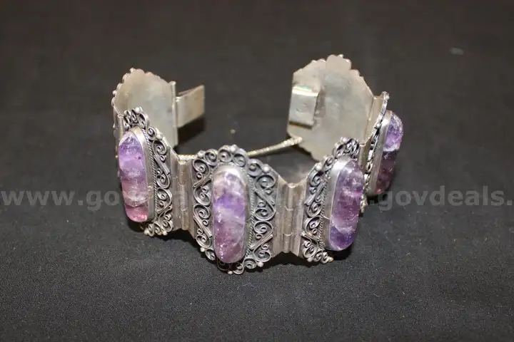 Sterling Silver Bracelet with Purple Stones