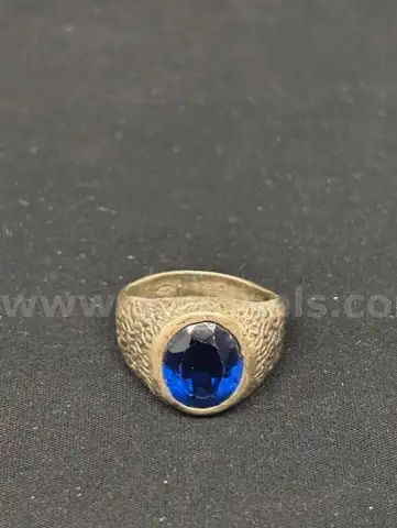 Mixed Lot- Sterling Silver Ring with Unverified Blue Stone, Rednote $1 Bill, and Other Currency