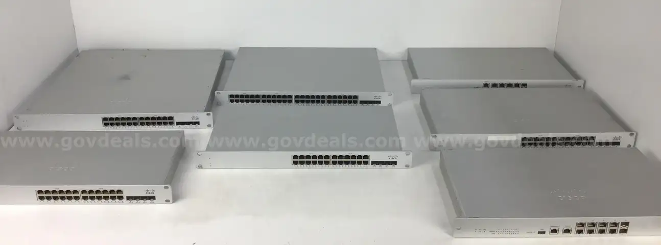 LOT OF 89 Cisco Meraki PoE Switches and Firewalls