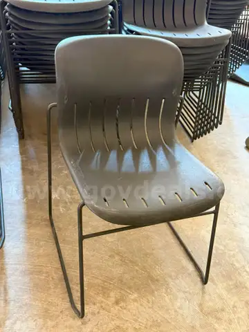 166 Black Plastic Stackable Chairs With Steel Frame