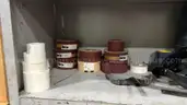 Profiter Shelving and Contents of Sanding Supplies, and Filters
