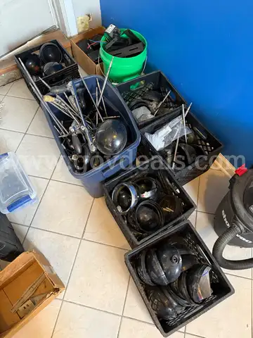 Bulk of Whelen/Unity Spotlights, Handles, Bulbs, Parts.
