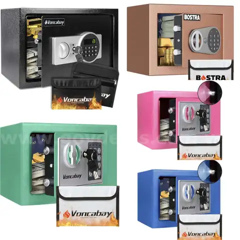 SHIPPING AVAILABLE Voncabay Money Safe Box for Home with Sensor Light & Fireproof Money Bag, Security Lock Box 888