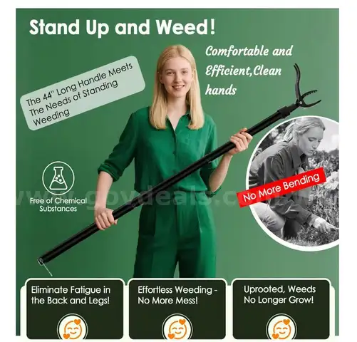 SHIPPING AVAILABLE Lot of 10 Weed Puller Tool Stand Up Heavy Duty: Alloy Long Handle & 4-Claw Steel Head Design（2-20）