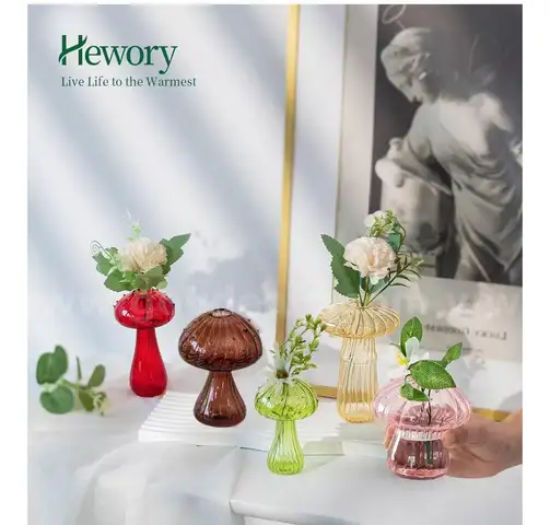 SHIPPING AVAILABLE Lot of 2 BRAND NEW Glasseam Mushroom Glass Planter, Set of 5 Colored Plant Propagation(B1-001)