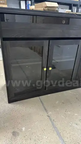 Brand New 2 set 46.5” Modern Black Sideboard Buffet Cabinet with glass doors, 1 drawer & 3 adjustable shelves SB003