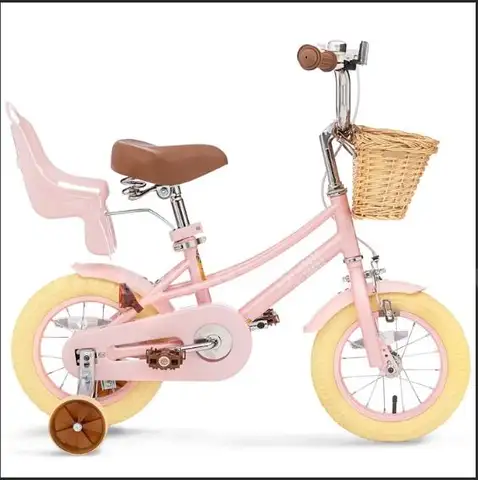SHIPPING AVAILABLE Little Molly 14  Inch Kids Retro Cruiser Bike for 3-9 Year Old with Wicker Basket & Training (30-15)