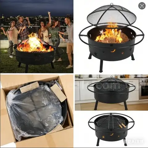 SHIPPING AVAILABLE  5 Set 32 Inch Outdoor Wood Burning Pits, Portable Firepit, (A3-2A)