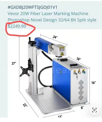 Brand New VEVOR 20W Fiber Laser Marking Machine Metal Engraver with Lightburn 6"X6"