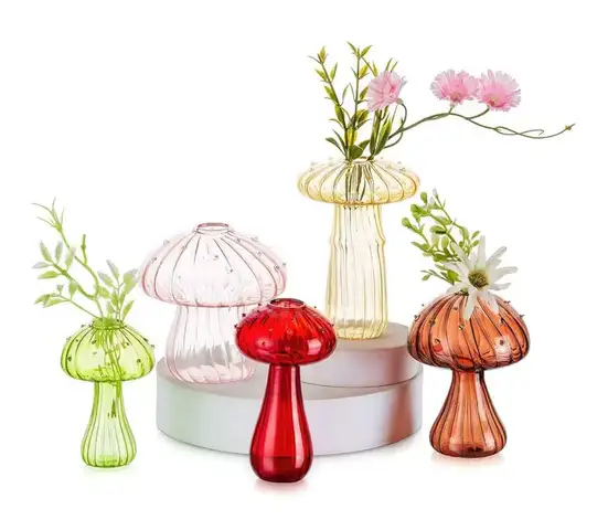 SHIPPING AVAILABLE  2 SET x BRAND NEW Glasseam Mushroom Glass Planter, Set of 5 Colored Plant Propagation Station