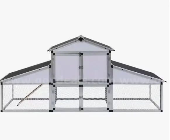 BRAND NEW Aluminum Chicken Coop with Run &#x26; Nest Box - Durable Outdoor Poultry Shelter