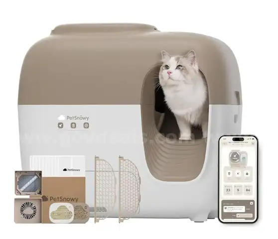 SHIPPING AVAILABLE BRAND NEW PetSnowy Snow+ Self Cleaning Automatic Litter Box with Odor Free TiO2 System for Cat (8-01)