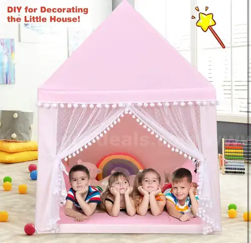 Brand NEW 2 SET Play Tent with Mat, Star Light Large Kids Playhouse with Windows Easy to Wash-pink (HIH25001)