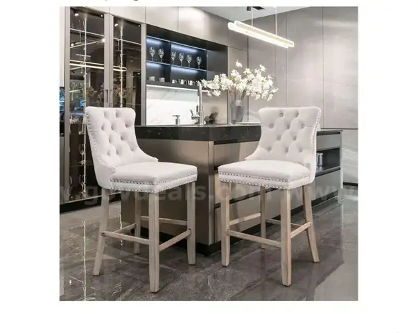 SHIPPING AVAILABLE  Counter Height Bar Stools Set of 2, Bar Stools with Back and Sturdy Solid Wood Legs, 26.3&#x201D; (5-20)