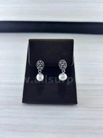 Cultured Pearl Stud Diamond Earrings