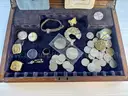 Vintage Collector&#x2019;s Box &#x2013; Gold, Sterling Silver, Coins, Medals &#x26; Masonic Collectibles